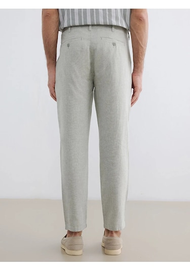 Lc Waikiki Yeşil Regular Fit Keten Karışımlı Erkek Chino Pantolon