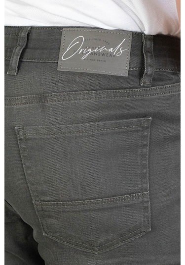 Erkek Haki Slim Fit Likralı Denim Kot Pantolon Hltvalkhi