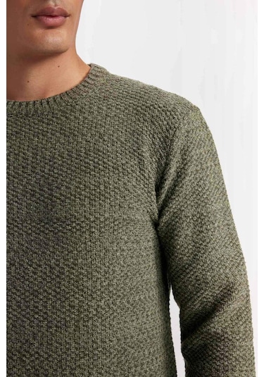 DeFacto Standart Fit Normal Kesim Bisiklet Yaka Dokulu Basic Düz Triko Kazak R1175AZ24WNKH268