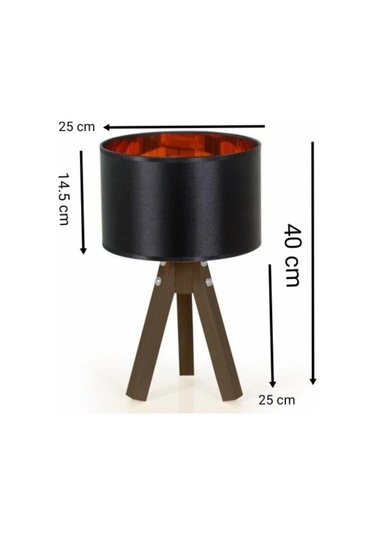 2 Adet Siyah Kumaş Içi Gold Renkli Mdf Abajur Siyah