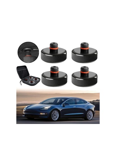 Honeybeeshop Tesla'nın 2013 2024 Model 3 S X Y İçin 4'lü Paket Jack Free Jack Kapakları Depolama Kutusu İle Kauçuk Jack Ped Seti