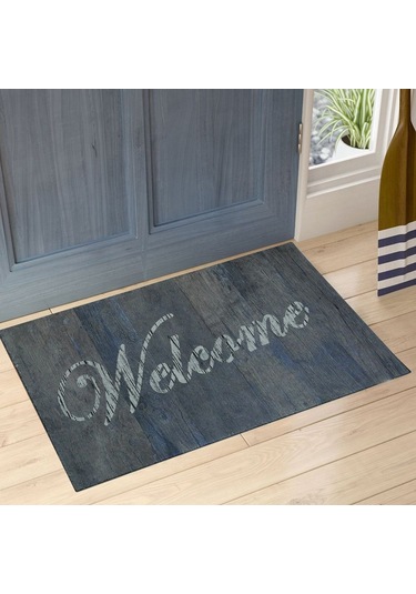 Myfloor Ahşap Welcome Yazılı Çift Taraflı Kauçuk Kapı Önü Paspası
