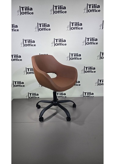 Monaco Çalışma Kesim Koltuğu Yonca Tekerlekli Siyah Ayak Kahverengi