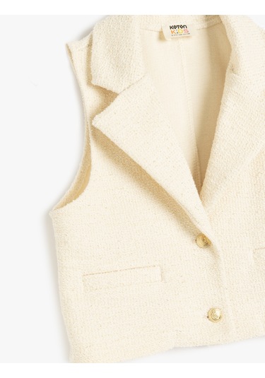 Koton Pamuklu Cep Detaylı Kruvaze Yaka Crop Tüvit Yelek Ekru 5skg60082ak Ekru