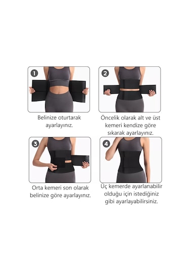 Sıkılaştırıcı Toparlayıcı Korse Vücut Şekillendirici Bel İnceltici Zayıflama Kemeri Siyah