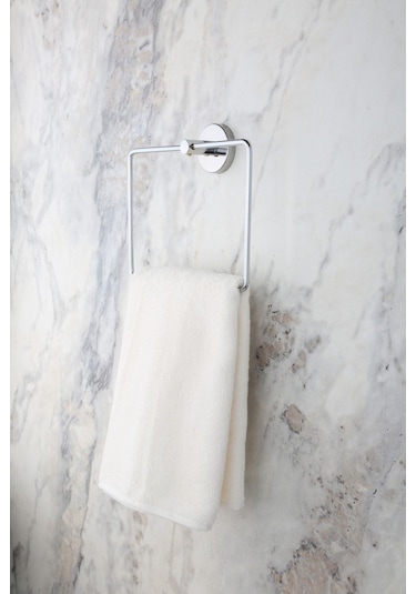 Modern Krom Kare Havluluk, Parlak Krom Kaplama, Dayanıklı Metal, Yapışkanlı ve Vidalı 130-K