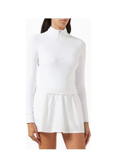 Vuori Studio Half-zip Crop Top, Stretch Knit Spor Ve Şık Üst Beyaz