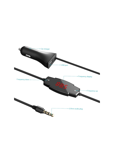 Lemestar Siyah Araç Fm Verici: 3.5mm Ses Bağlantısı, Ellerden Özgür Konuşma Ve 2.4a Usb Şarj Cihazı