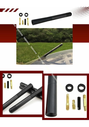Alfa Romeo 156 Uyumlu Alüminyum Karbon Fiber Oto Araç Anten Çubuğu Siyah