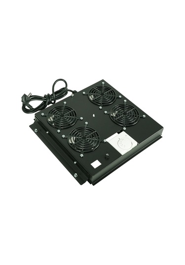 Canovate 4Lü Rack Kabinet Fan Modülü Termostatlı Ral 9005 Siyah