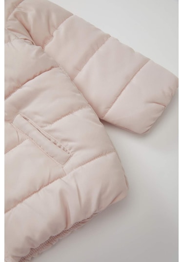 Defacto Kız Bebek Su İtici Beli Lastikli Kapüşonlu Şişme Mont C5317A524AUPN364 Pembe
