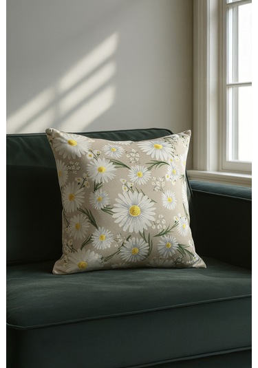 Duck Papatya Kırlent Kılıfı Bej 40x40 Gri