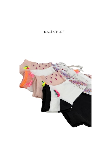 Ragi Store 8'li Kadın Kolaj Patik Çorap Çok Renkli