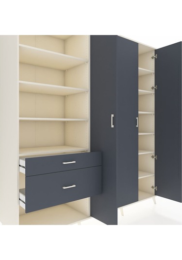 Kronos Dolap 16 Raflı 2 Çekmeceli 3 Kapaklı 220x59x243 Aytaşı-antrasit/antrasit Antrasıt/antrasıt