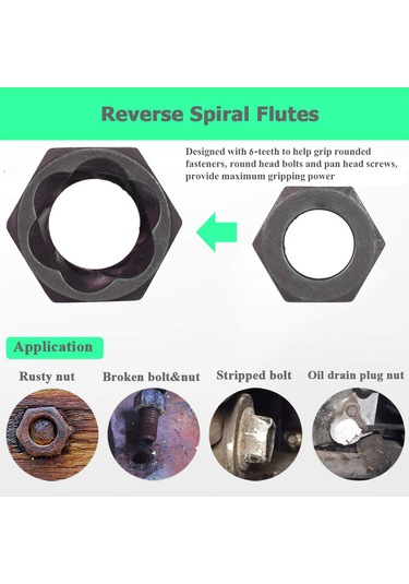 Siyah 11 Adet Darbe Cıvata Somun Sökücü Set Somun Extractor