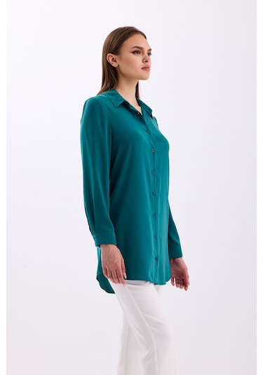 Uzun Kollu Regular Fit Basic Gömlek 2020 Yeşil