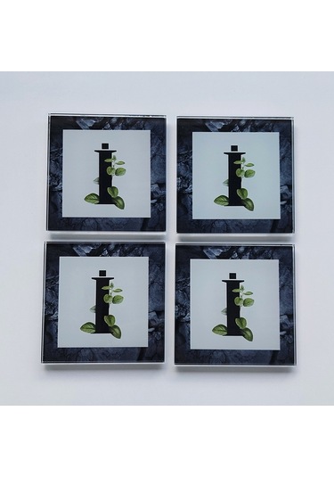 Decorita Cam Bardak Altlığı İ Harfli Tasarım 4'lü Takım 10 x 10 CM Çok Renkli