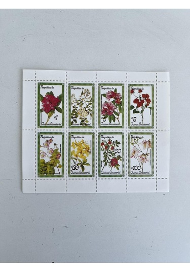 Çiçek Temalı Ekvator Ginesi Damgasız 8'li Blok Pul