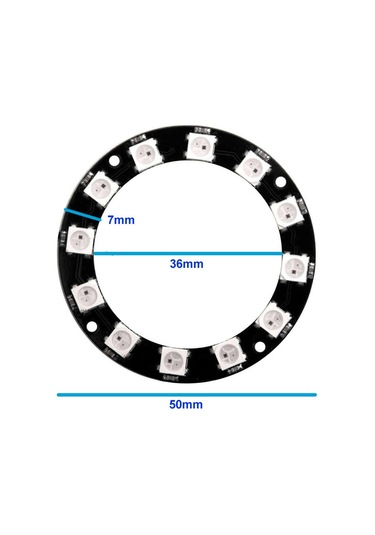 12 Bit Neopixel Halka Ring Ws2812b 5050 Rgb Led Modül 12 Li Dijital Adreslenebilir Lamba Programlana