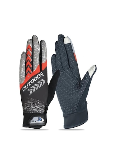Xbyc Outdoor Mtb Mevsimlik Tam Parmak Bisiklet Eldiveni Large Eldiven Kırmızı
