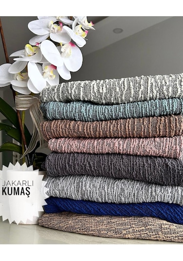 StarMall Jakarlı Ağaç Koltuk Örtüsü, Kanepe Örtüsü, Chester Örtüsü 3311 Takım Kuyu Gri