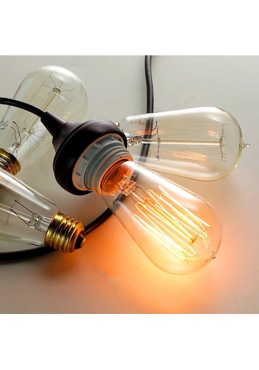Akkor Aydınlatma ST64 40W Armut Tipi Rustik Edison Ampul 10 Adet