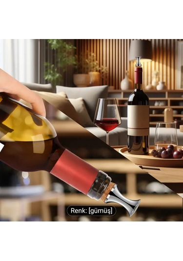 Atay Garage Paslanmaz Çelik Şarap Ve Şampanya Tıpası 1 Adet Açık Gri