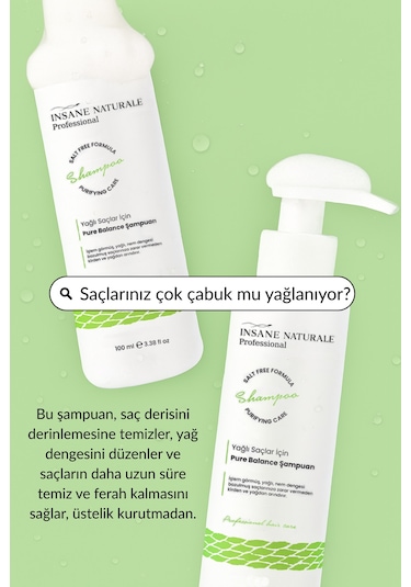 Insane Naturale Yağlı Saçlar İçin Nem Dengeleyici Saç Bakım Şampuan 500 ML