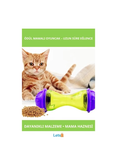 İnteraktif Kedi Ödül Mamalı Eğlenceli Oyuncak Mor Yeşil