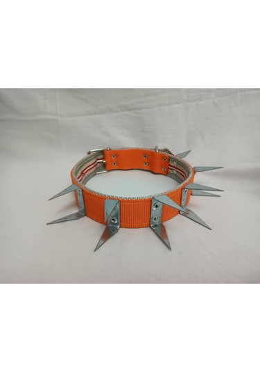 Kozaklı U Çivili Köpek Tasması Turuncu 70 x 4 CM