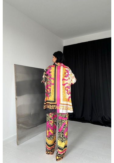 Sensuelle Desenli Gömlek Ve Desenli Pantolon Takım Çok Renkli