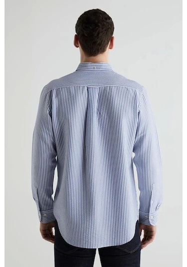 Gant Erkek Mavi Regular Fit Klasik Yaka Çizgili Gömlek-14901