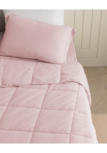 Madame Coco İlus Bambu Tek Kişilik Comforter Set - Pudra Pudra