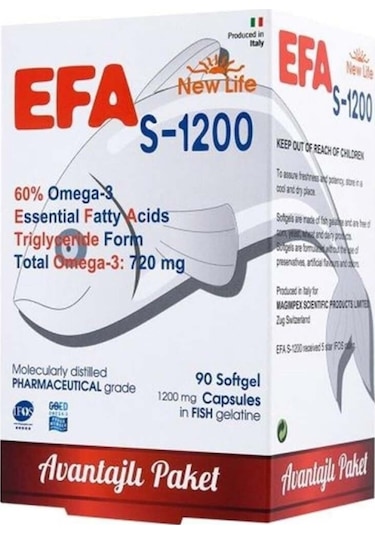 New Life Efa S-1200 Balık Yağı 90 Kapsül