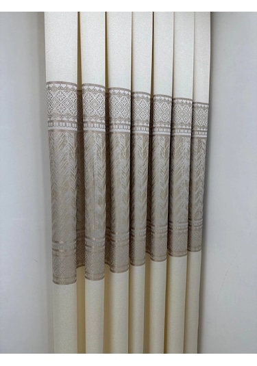 Nivemeshome Avşa Desen:632349 2004 Krem 1/3 Sık Pile Fon Perde Apm Krem