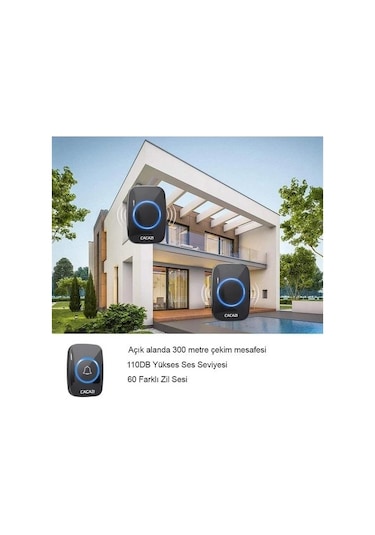 Cacazi 2 Alıcılı 1 Buton Kablosuz Kumandalı Kapı Zili