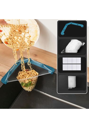 Suntek Magideal Üçgen Tutucu Filtre 50 Adet Lavabo Net Elastik Mavi