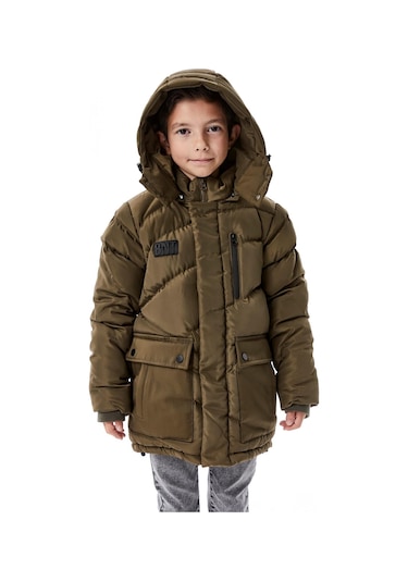 Benitto Kids Erkek Çocuk Kapüşonlu Kalın Kışlık Mont 51335 Haki