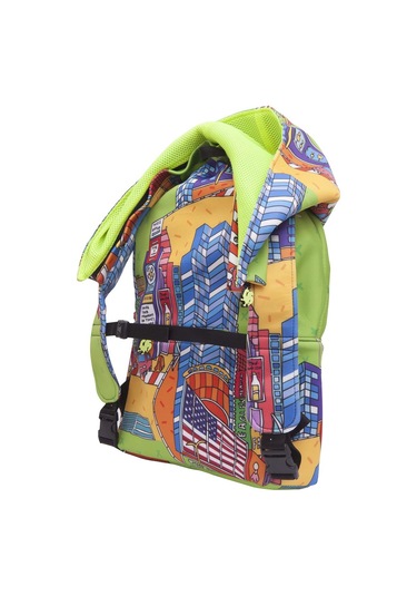 İkigai City Serisi Okula Dönüş New York Desenli Çıkabilir Kapüşonlu Hafif Notebook Cepli Sırt Çantası Renkli