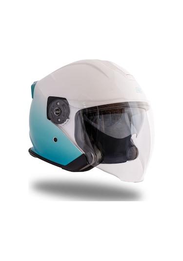 Palio 2.0 Deepsky Mavi-beyaz Güneş Vizörlü Açık Kask C2 Beyaz