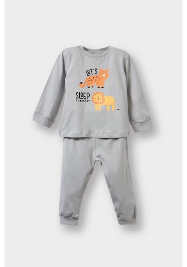 Defacto Erkek Bebek 4lü Pijama Takımı Safari Baskılı Uzun Kollu Penye Üst Uzun Alt F7197a525auer233 Ekru