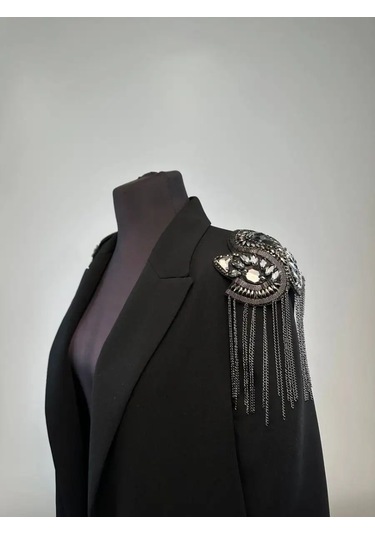 Slubov'u Omuz Askıları 2'li, Zincirli Broşlar 157325479 Siyah