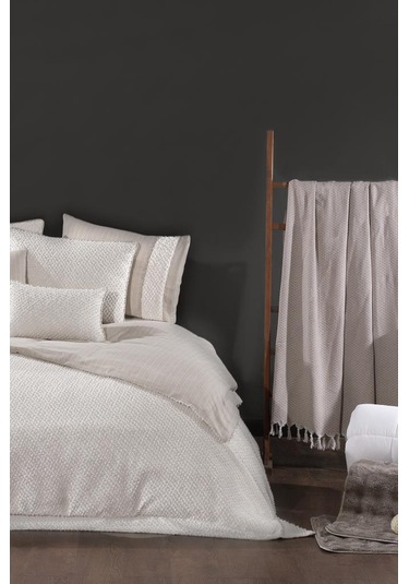 Clara Lüks Comforter 13 Parça Çeyiz Seti Ekru Ekru