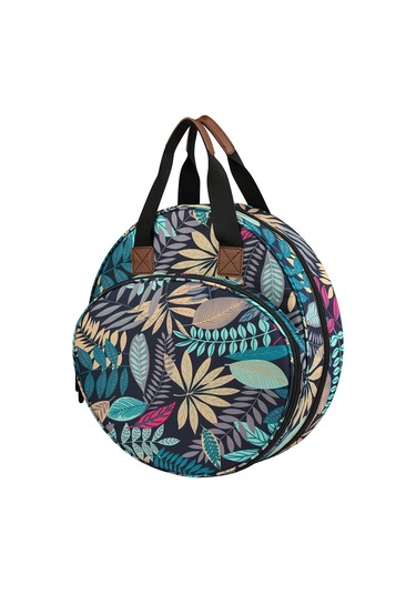 Yuntech01 Mavi Yaprak Desenli Dairesel İpek İşçilik Çantası - 600d Oxford Kumaş Alet Saklama Çantası Mavi