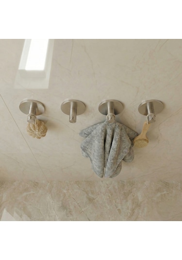 Zift Unique 4 Adet Paslanmaz Çelik Krom Banyo/Bornoz/Havlu Askısı Krom