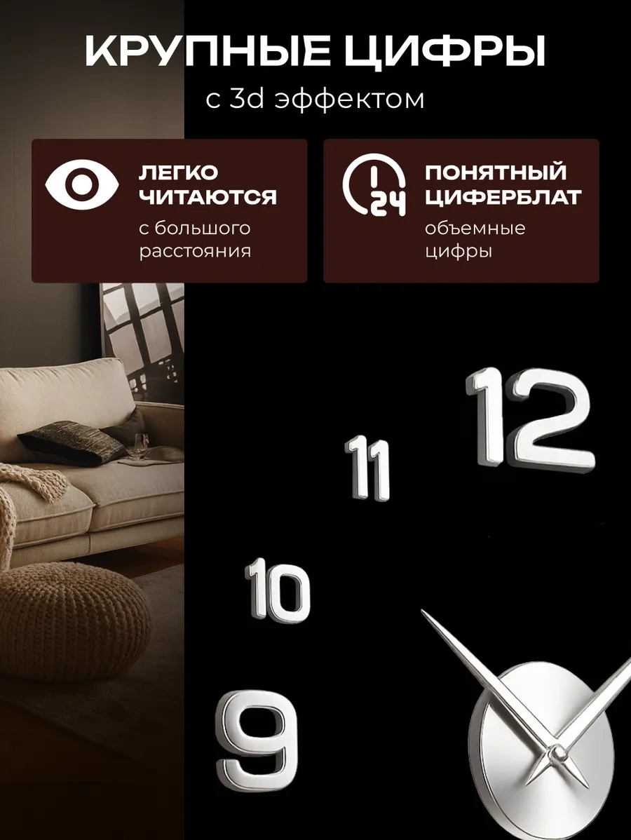 Casy Market Duvar Dekorasyonu İçin Kendinden Yapışkanlı Rakamlı Duvara Asılan Duvar Saati 233994035 Beyaz