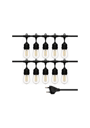Ayt Ledx Kb00002 10 Lu E27 Duy Sıralı 10 Metre Lamba Kablosu 10 Adet Duy İçerir Açık Hava Düğün Eğlence Aydınlatması
