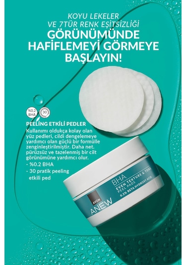 Avon Anew Bha Cilt Tonu Görünümünü Düzgünleştiren Peeling Etkili Ped 2 x 30'lu
