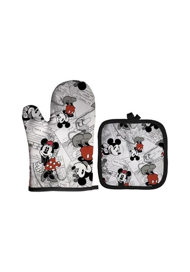 Mickey Ve Minnie Pişirme Eldivenleri Karikatür Yalıtım Matı Pembe Mikrodalga No7 No7