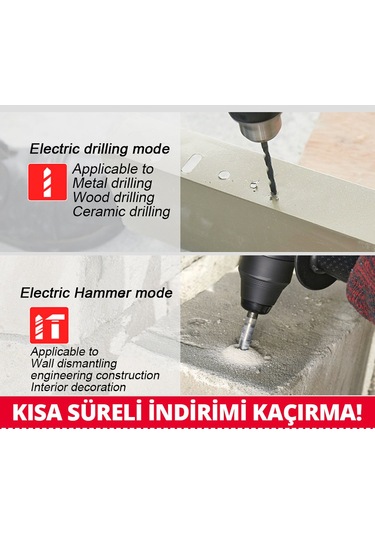 Prohummer PH250 Profesyonel Elektrikli Darbeli Matkap Mavi